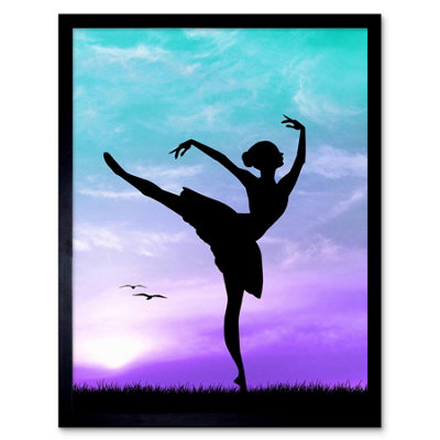 B&Q -  Photo Silhouette Sunset Ballet Dancer 12X16" Framed Wall Art Print