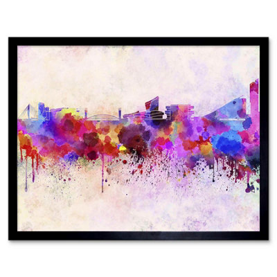 Artery8 Painting Cityscape Paint Splash Skyline Manchester Framed Wall Art Print from B&Q