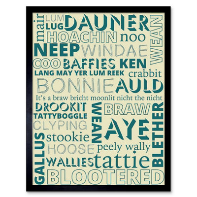 B&Q -  Scottish Scotland Sayings Words Home Decor 12X16" Framed Wall Art Print