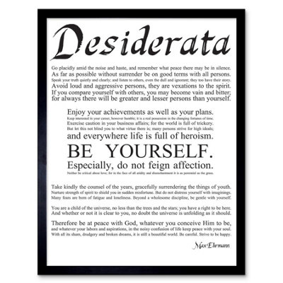 B&Q -  Desiderata Ehrmann Go Placidly Amid Yourself Quote Framed Wall Art Print