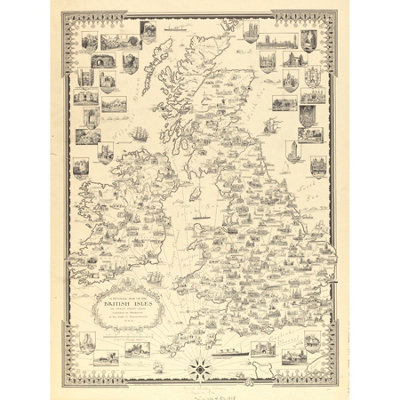 Artery8 Unframed Wall Art Chase 1935 Pictorial Map British Isles Buildings12X16 Inch from B&Q