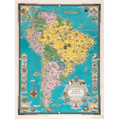 Artery8 Unframed Wall Art Chase 1942 Pictorial Map South America Buildings12X16 Inch from B&Q
