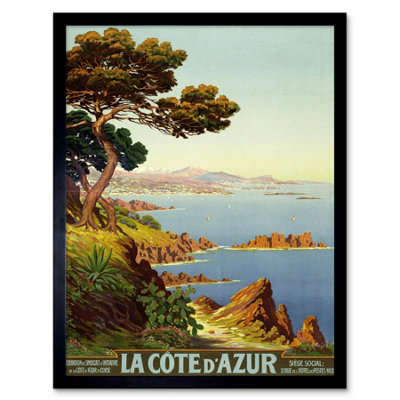 Artery8 De Tanguy Côte D'azur France Travel Advert 12X16" Framed Wall Art Print from B&Q