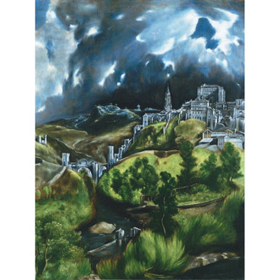 Artery8 Unframed Wall Art El Greco View Of Toledo Spain Expressive Painting12X16 Inch from B&Q