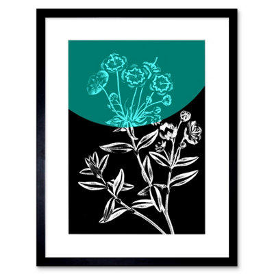 Artery8 Wall Art Print Colour Pop Circle Teal Artwork Framed 9X7 Inch from B&Q