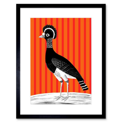 B&Q -  Wall Art Print Tall Birds On Stripes Carafson Hen Artwork Framed 9X7 Inch