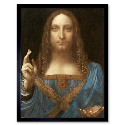 B&Q -  Da Vinci Salvator Mundi World Saviour Jesus Painting Framed Wall Art Print