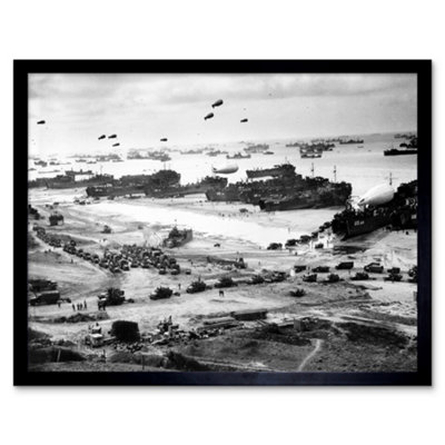 Artery8 Wwii War Us Landing Ships Omaha Beach D-Day 1944 Framed Wall Art Print from B&Q