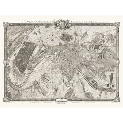 B&Q -  Unframed Wall Art Map Roussel 1731 Map City Paris France Suburbs12X16 Inch