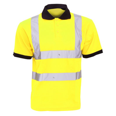 B&Q Yoko Hi-Vis Short Sleeve Polo Shirt / Mens Workwear (Pack Of 2)