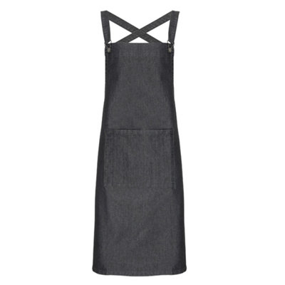 Premier Unisex True Black Cross Back Barista Bib Apron In - Image 4