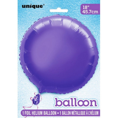 Unique Party Round Foil Balloon (Pack Of 5) Deep Purple (18In) from B&Q