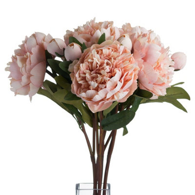 Hill Interiors Peach Faux Peony Rose - One Size - 100% Plastic - Image 6