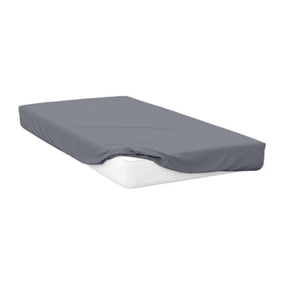 Belledorm 200 Thread Count Egyptian Cotton Fitted Sheet Slate (Superking) from B&Q