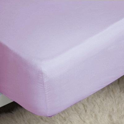 Belledorm 200 Thread Count Cotton Percale Deep Fitted Sheet Lilac (Superking) from B&Q