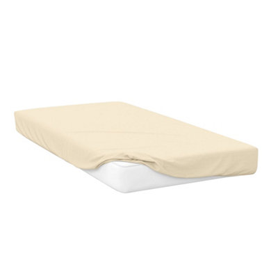 Belledorm Jersey Cotton Fitted Sheet Ivory (Kingsize) from B&Q