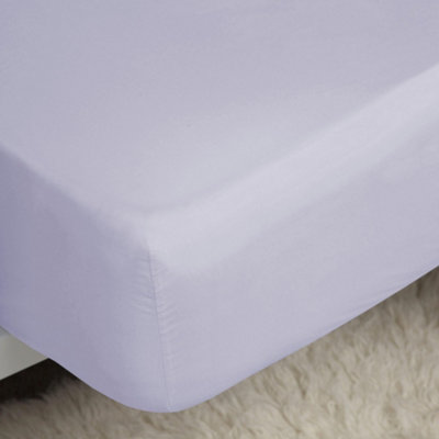 B&Q Belledorm Easycare Percale Fitted Sheet Heather (Single)