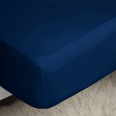 Belledorm Easycare Percale Fitted Sheet Navy (Kingsize) from B&Q