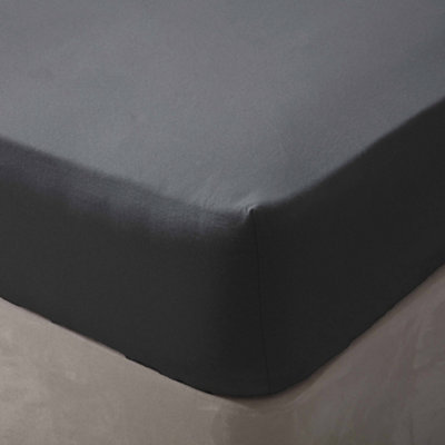 Belledorm Brushed Cotton Fitted Sheet Charcoal (Single) from B&Q