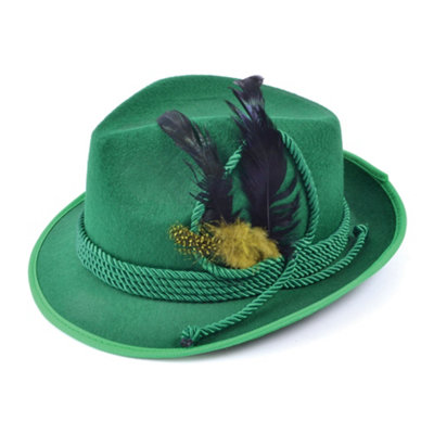 Bristol Novelty Unisex Felt Hat With Feathers Green (One Size) from B&Q