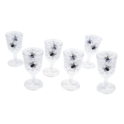 Bristol Novelty Spiderweb Goblets (Pack Of 6) Clear/black (One Size) from B&Q