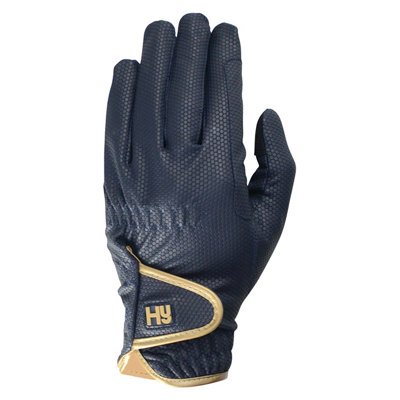 Hy5 Unisex Cottenham Elite Riding Gloves Navy/gold (M) from B&Q