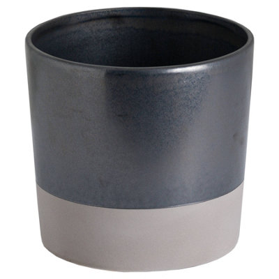 B&Q -  Metallic Ceramic Planter Grey (S)