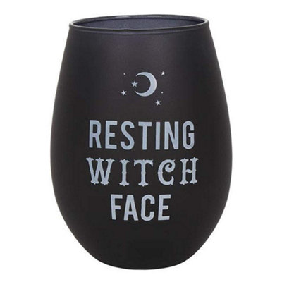 Something Different Resting Witch Face Stemless Wine Gl Black/white (One Size) from B&Q