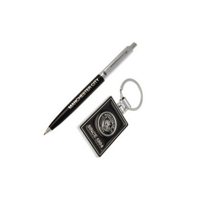 Manchester City Fc Pen And Keyring Set Black/silver (One Size) from B&Q