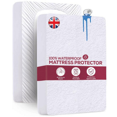 Oxford Homeware Waterproof Fitted CoverHypoallergenicDeep Pocket 30CmPolyester TerryDouble 135X190Cm from B&Q