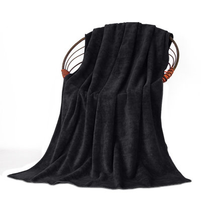 Oxford Homeware Reversible Throw Blanket Soft Warm & SofaBed Fleece ThrowBlack (Double 150X200Cm) from B&Q