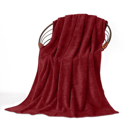 Oxford Homeware Reversible Throw Blanket Soft Warm & SofaBed Fleece ThrowBurgundy (Double 150X200Cm) from B&Q