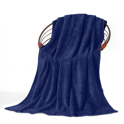 Oxford Homeware Reversible Throw Blanket Soft Warm & SofaBed Fleece ThrowNavy (Double 150X200Cm) from B&Q