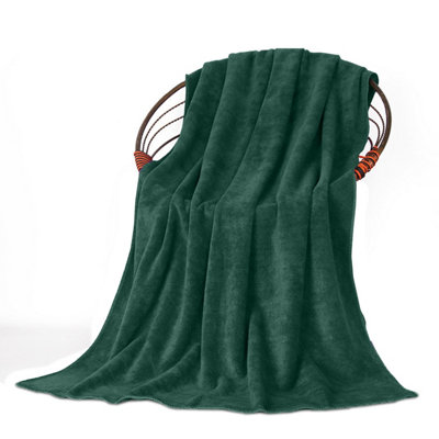 Oxford Homeware Reversible Throw Blanket Soft Warm & SofaBed Fleece ThrowEmerald (Double 150X200Cm) from B&Q