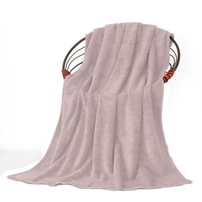 Oxford Homeware Reversible Throw Blanket Soft Warm & SofaBed Fleece ThrowPink (Double 150X200Cm) from B&Q
