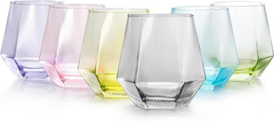 Simpa 290Ml Multicoloured Diamond Shaped Drinking GlassesSet Of 6 from B&Q