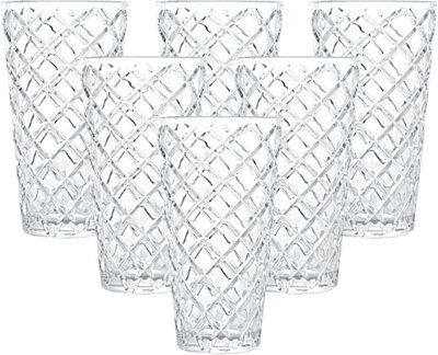 Simpa 435Ml Rhombus Pattern Highball Drinking GlassesSet Of 6 from B&Q