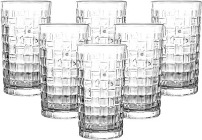 Simpa 285Ml Woven Pattern Highball Drinking GlassesSet Of 6 from B&Q