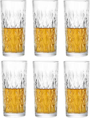 Simpa 330Ml Old Fashion Style Textured Design Hi-Ball Drinking GlassesSet Of 6 from B&Q