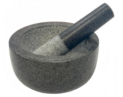 Simpa Large Solid Black Granite Mortar And Pestle 16Cm / 6.3" from B&Q