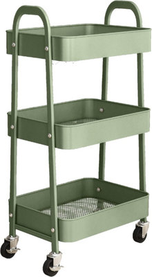 Simpa 3 Tier Metal Multipurpose Wheeled Storage CartDark Green from B&Q