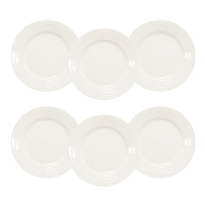 Simpa Unisex White 6Pc Porcelain Concave Dinner Plate Set. 27Cm Diameter - Image 2