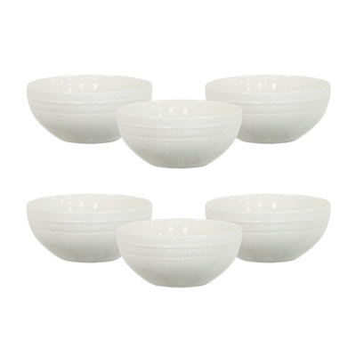 B&Q -  6Pc Porcelain White Modern Bowl Set.