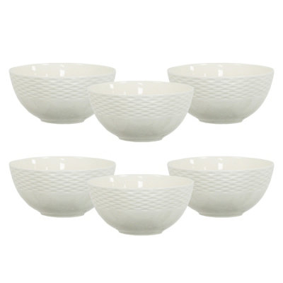 B&Q -  6Pc Porcelain White Vintage Bowl Set.