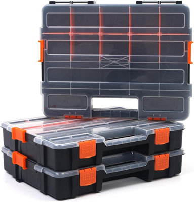 B&Q -  Adjustable Compartments Screw Box Organiser. Set Of 3.