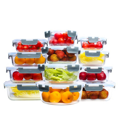B&Q -  12Pc Assorted Size & Shape Glass Food Containers.
