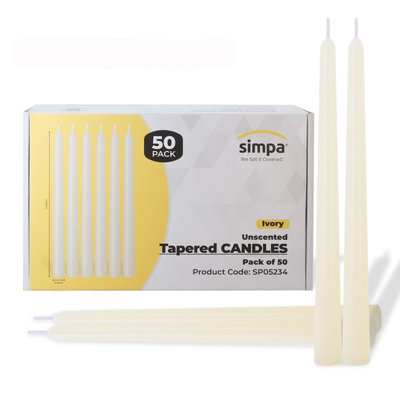 Simpa Unscented Tapered Ivory Candles 22 X 250mmPack Of 50 from B&Q