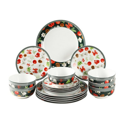 Simpa Christmas Flora Dinner Set - Multicoloured - Image 3
