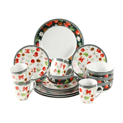 Simpa Christmas Flora Dinner Set - Multicoloured / 16 - Image 3