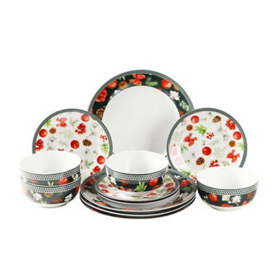 Simpa Christmas Flora Dinner Set - Multicoloured / 12 - Image 3